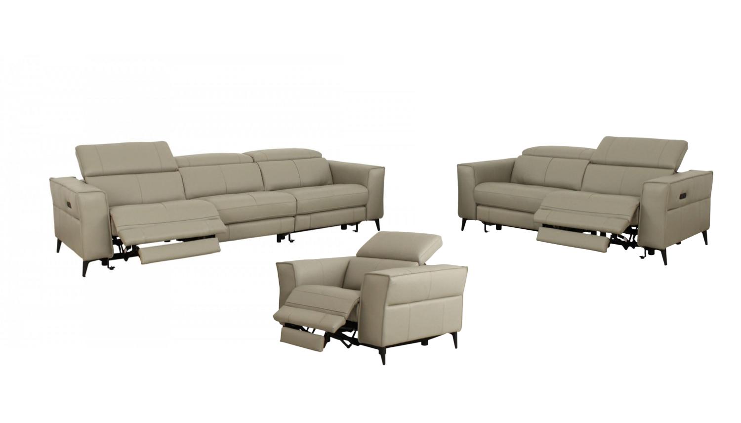 Modern Sofa Loveseat and Chair Set Nella VGKNE9193-LTGRY-4S-3pcs in Beige Leather