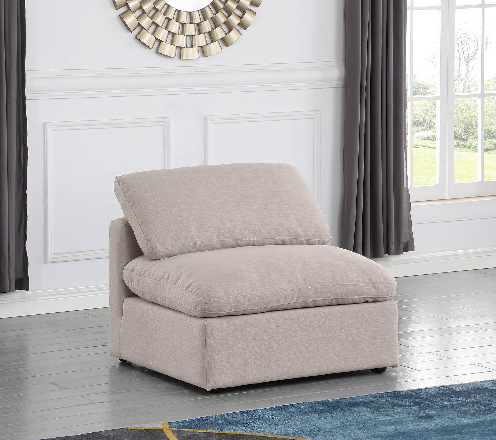 

    
Beige Linen Fabric Armless Chair INDULGE 141Beige-Armless Meridian Contemporary
