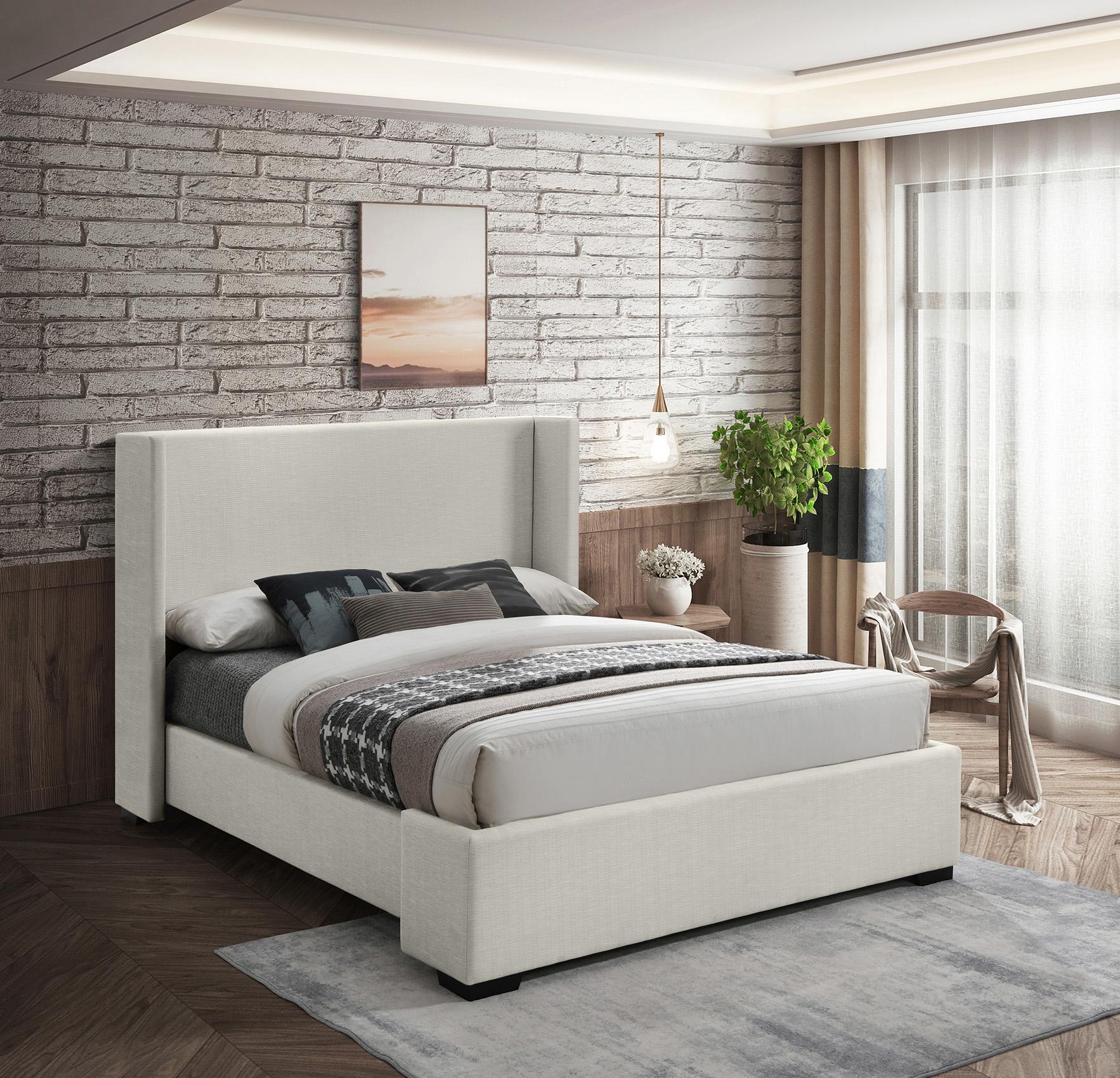 

    
Beige Linen Full Platform Bed OXFORD OxfordBeige-F Meridian Contemporary Modern
