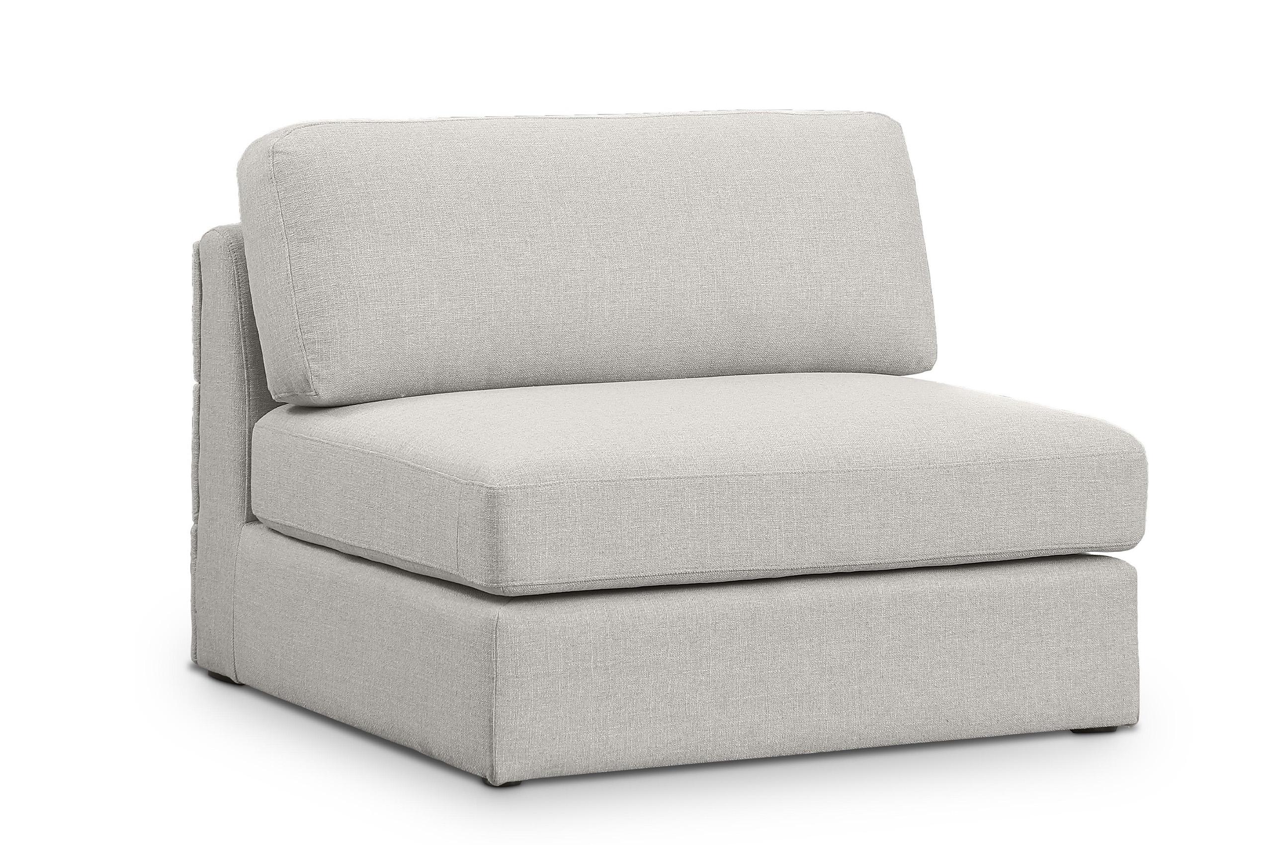 

    
Beige Linen Polyester Modular Armless Chair BECKHAM 681Beige-Armless Meridian
