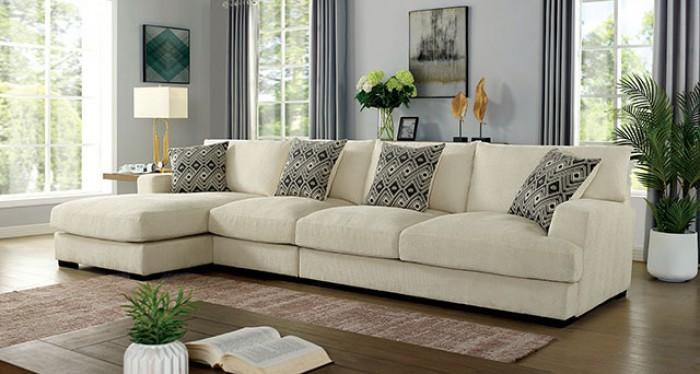 Contemporary Sectional Sofa CM6587BG-SECT-LL Kaylee CM6587BG-SECT-LL in Beige Chenille