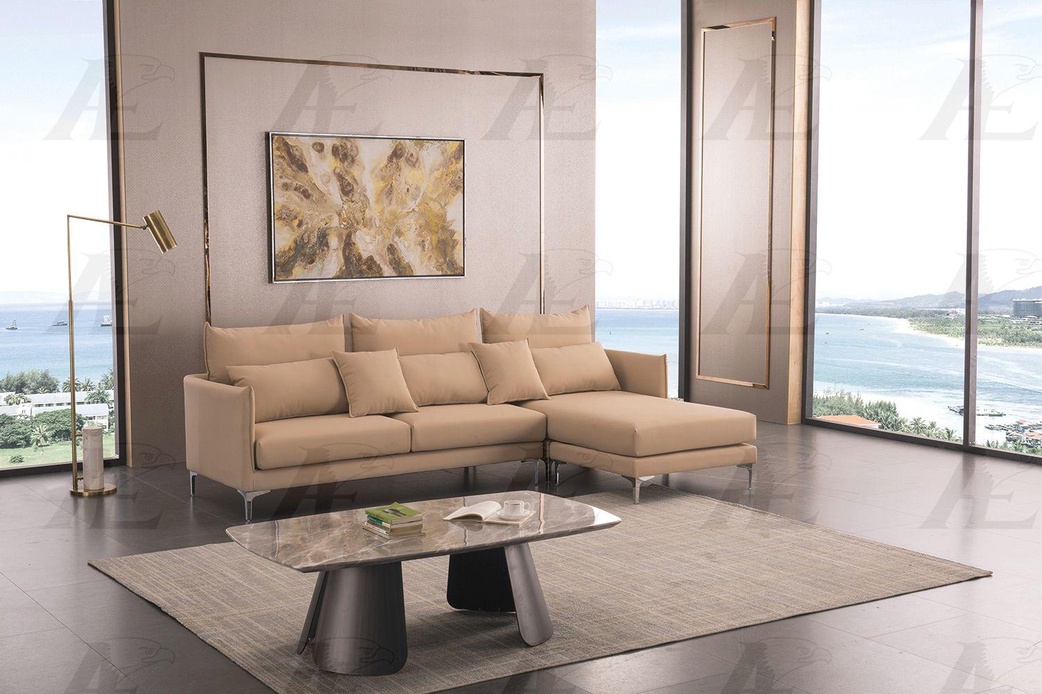

    
Beige Nano-Tech Fabric Sectional Sofa Set 2Pcs Right American Eagle AE-L2375M-BE
