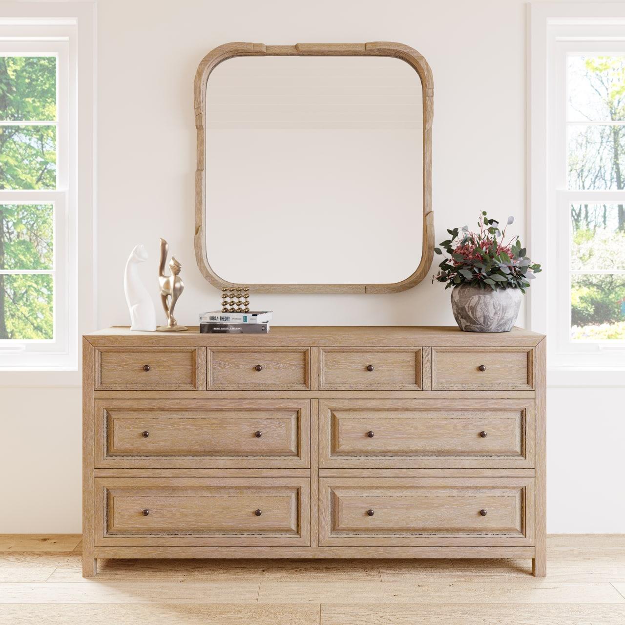 Modern, Transitional Dresser With Mirror Post 288130-2355-2pcs in Light Brown, Beige 