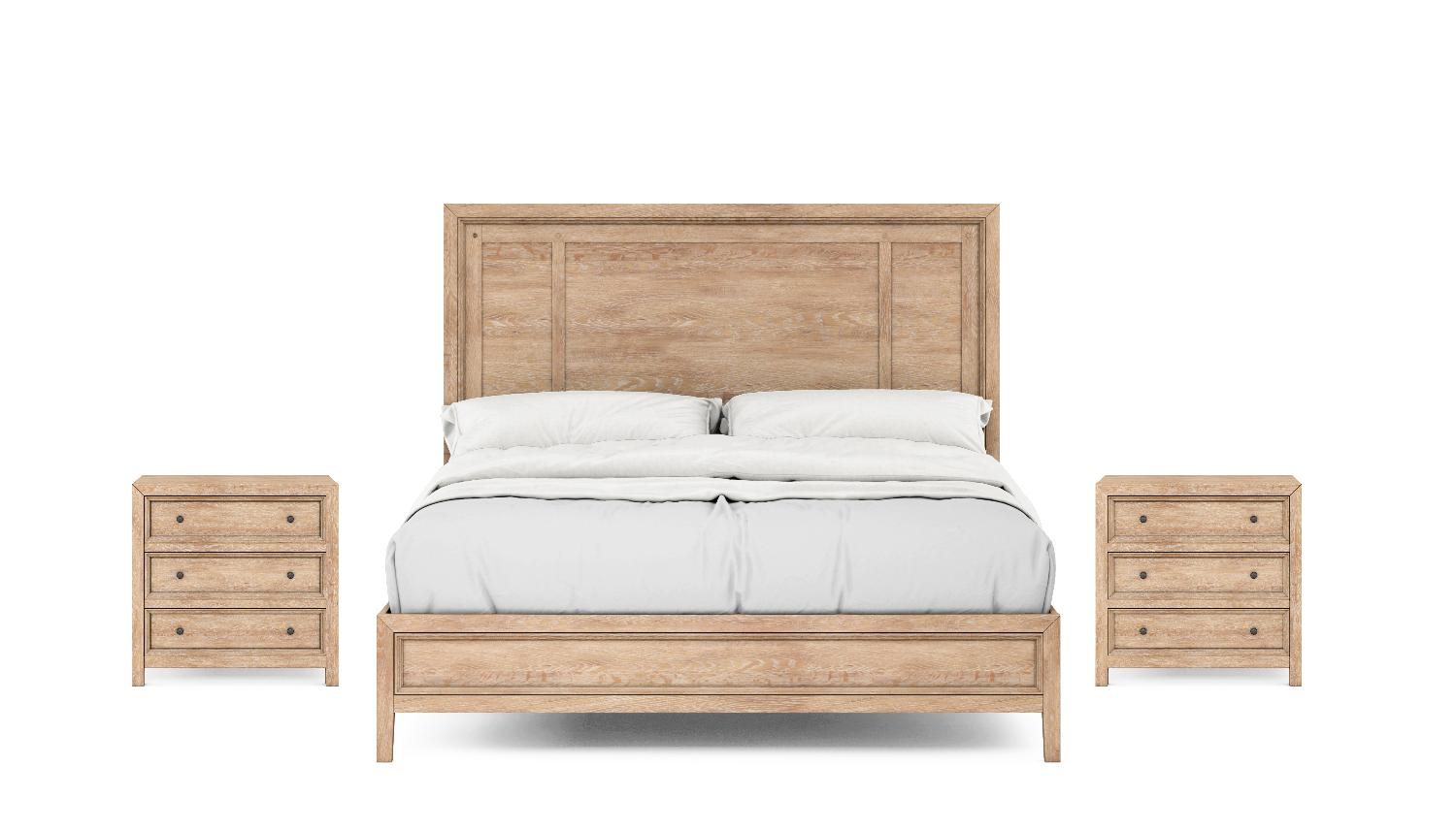 

    
Beige Oak Wood King Size Panel Bedroom Set 3Pcs by A.R.T. Furniture Post
