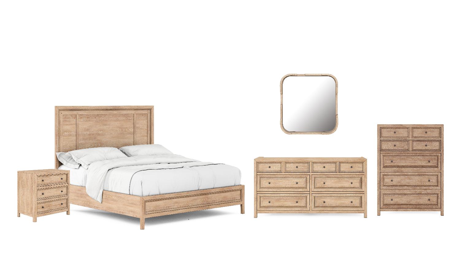 

    
Beige Oak Wood King Size Panel Bedroom Set 6Pcs by A.R.T. Furniture Post
