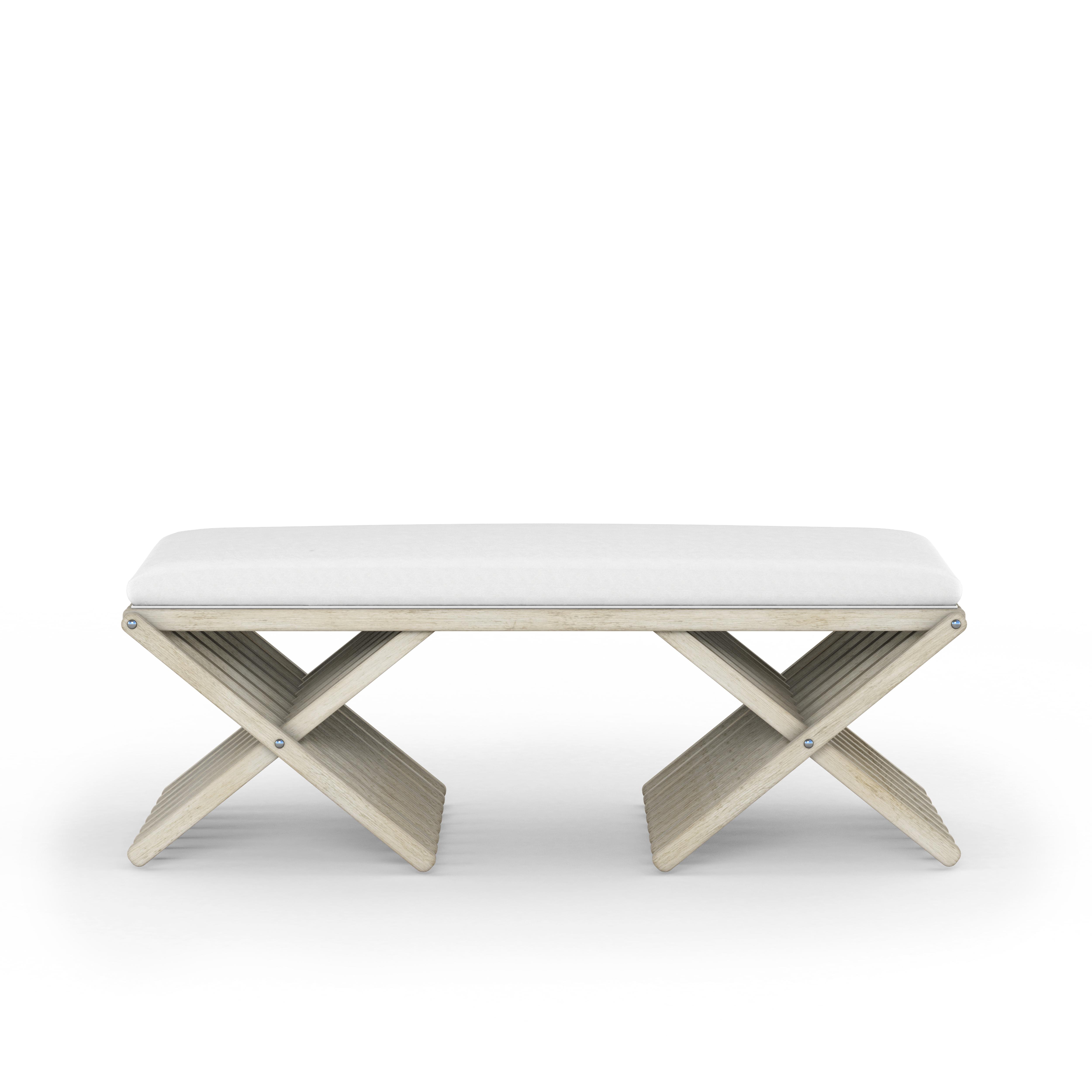Contemporary Bench Cotiere 299149-2349 in White, Beige Linen