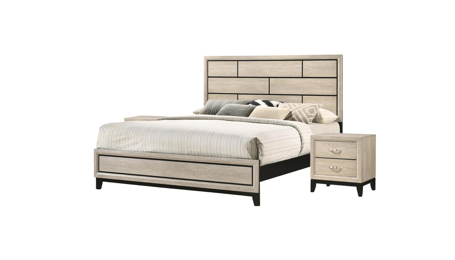 Contemporary, Simple Panel Bedroom Set Akerson B4630-CK-Bed-3pcs in Beige 
