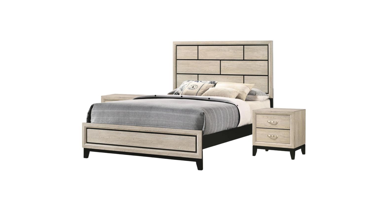Contemporary, Simple Panel Bedroom Set Akerson B4630-Q-Bed-3pcs in Beige 