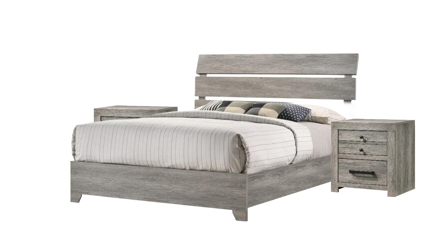 Rustic, Simple, Farmhouse Panel Bedroom Set Tundra B5520-K-Bed-3pcs in Beige 