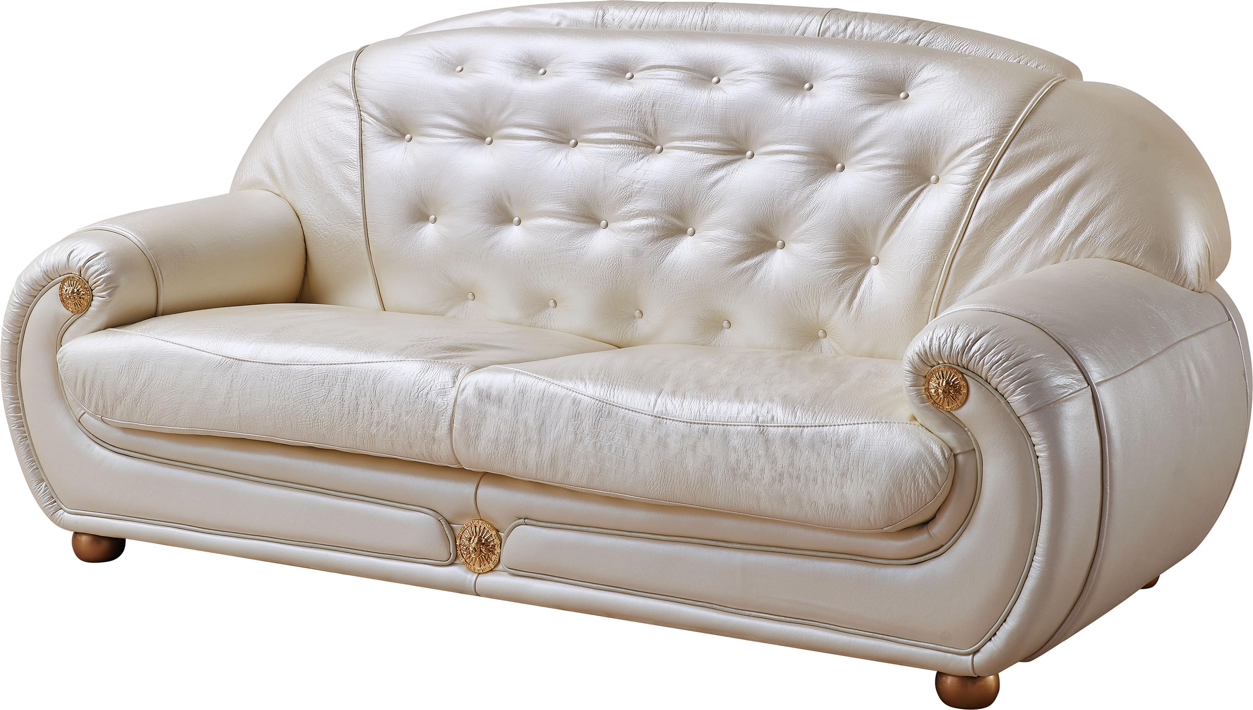 

    
Beige Pearl Eco Leather Tufted Back Sofa Contemporary Luca Home
