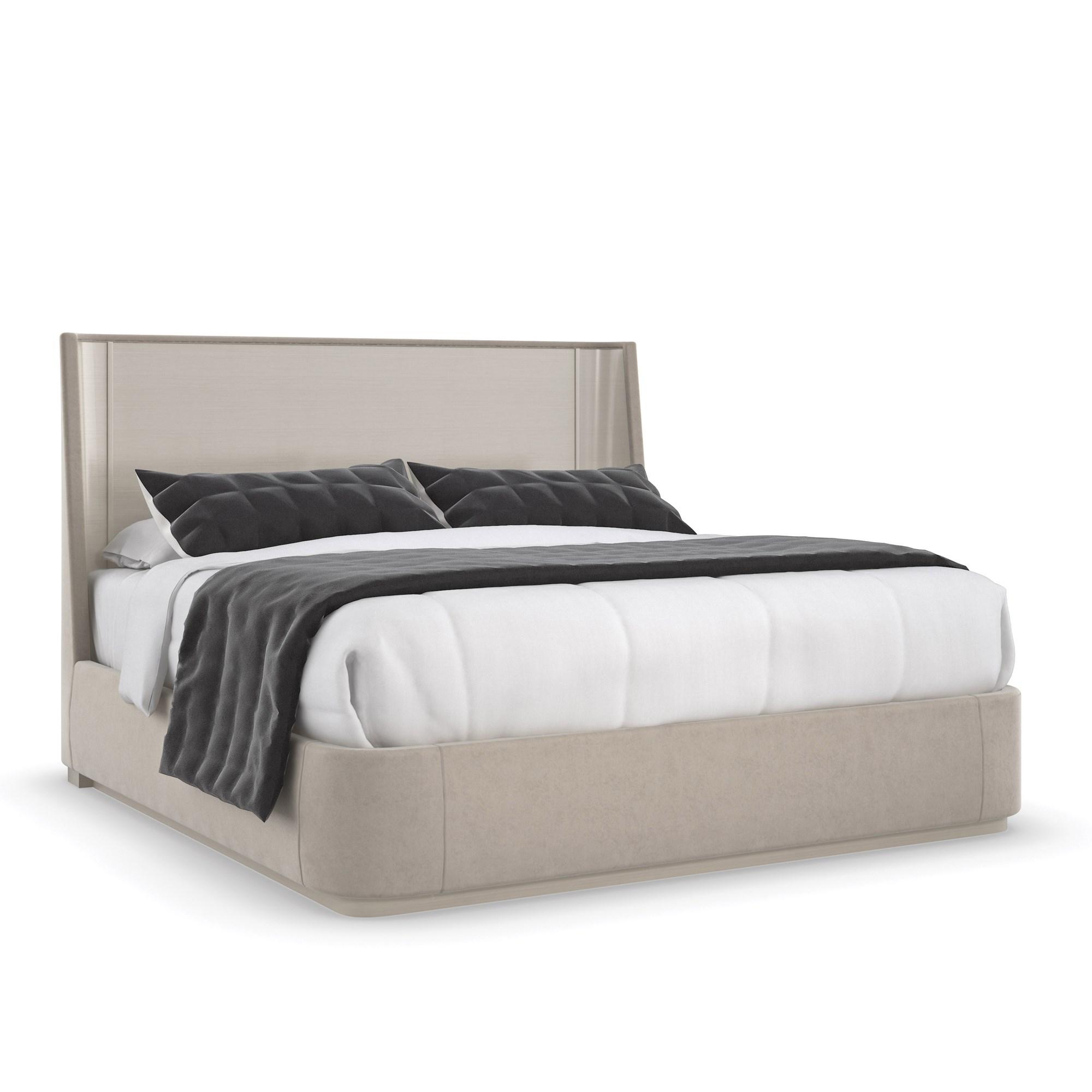 Contemporary Platform Bed DA VITA PLATFORM BED M133-421-122 in Beige Fabric