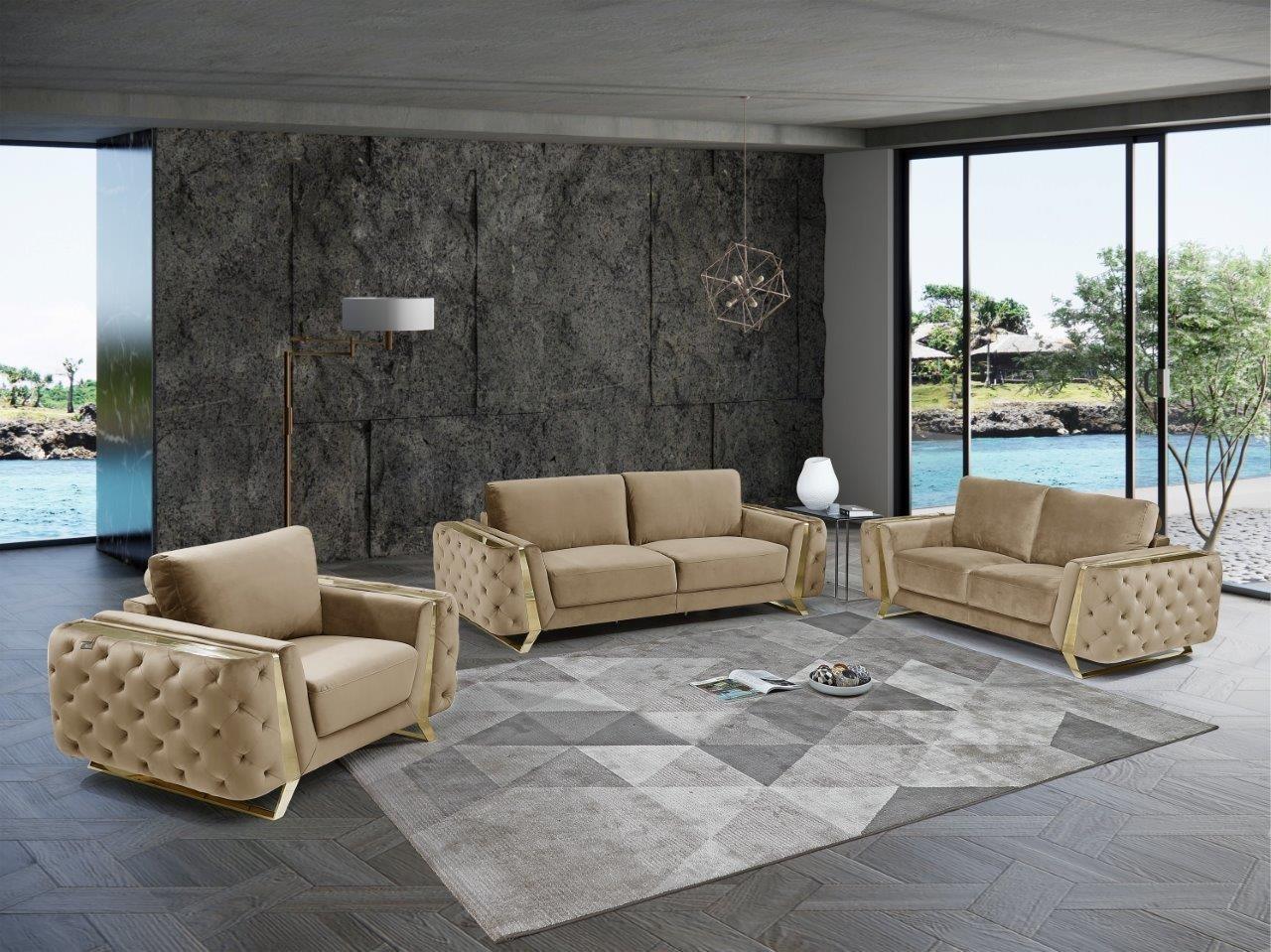 

    
BEIGE Premium Fabric Sofa Set 3Pcs Contemporary 1051 Global United
