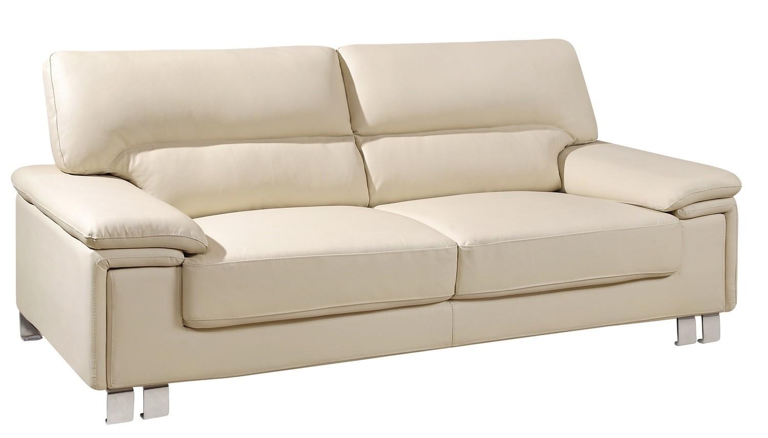 Contemporary Sofa U9399-BEIGE U9399-BEIGE-S in Beige Leather Match