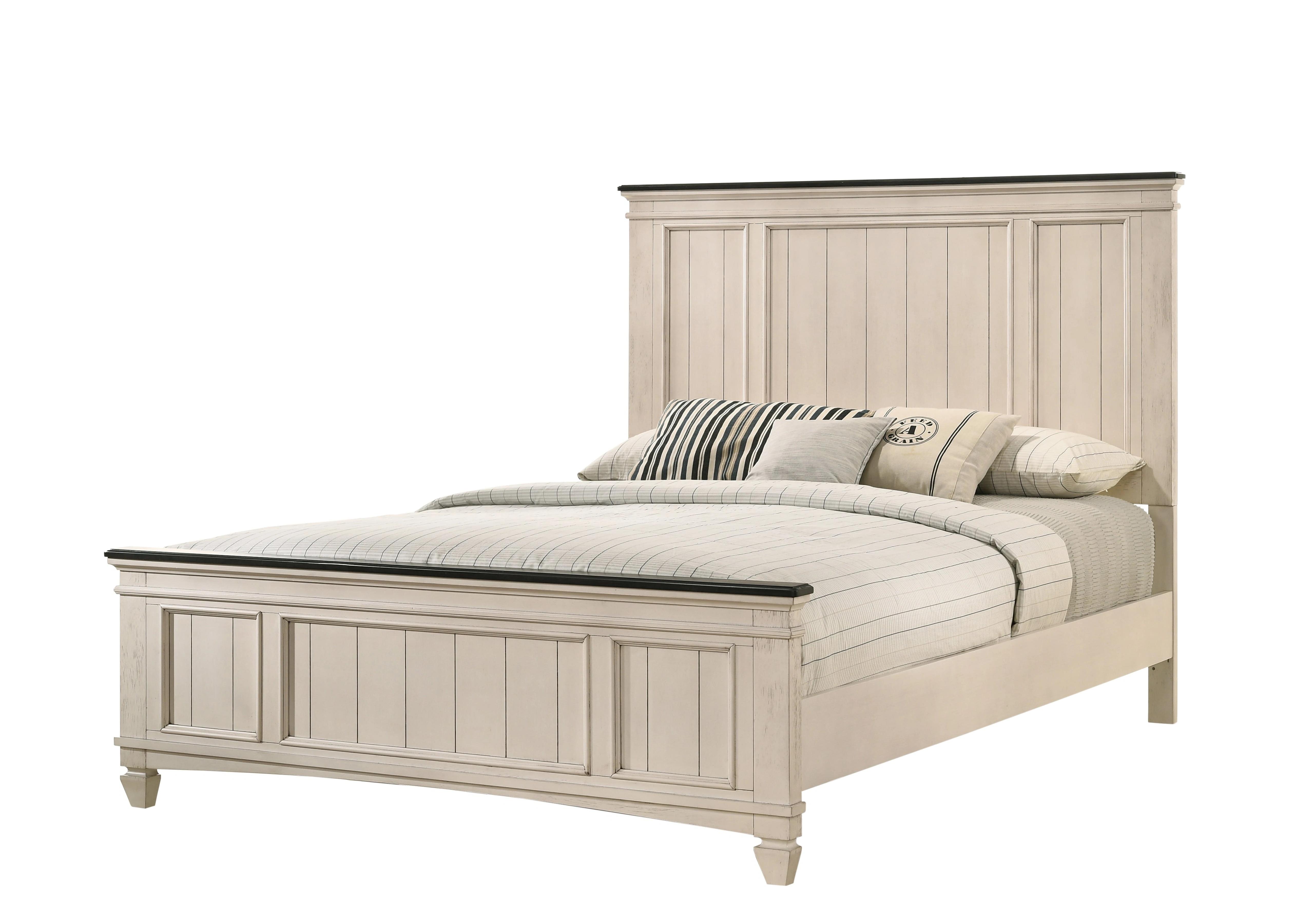 Rustic, Cottage Panel Bed Sawyer B9100-Q-Bed in Beige 