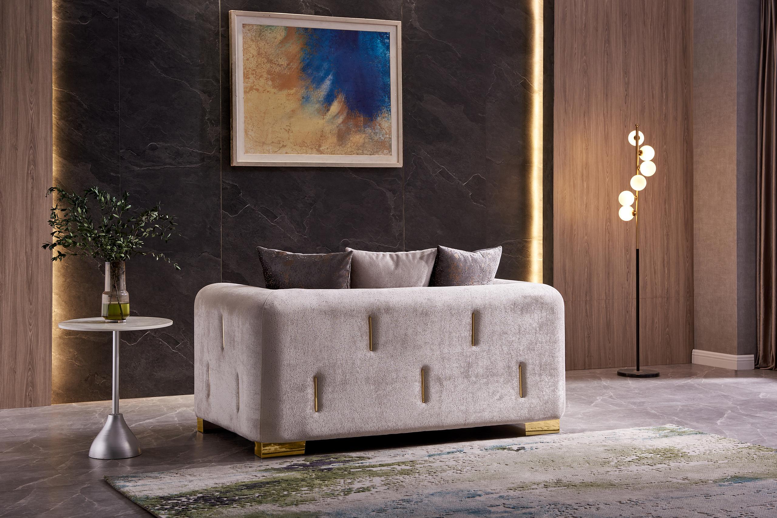 

    
 Shop  Beige Thick Velvet Fabric 2Pc Living Room Set Impreza Galaxy Home Modern
