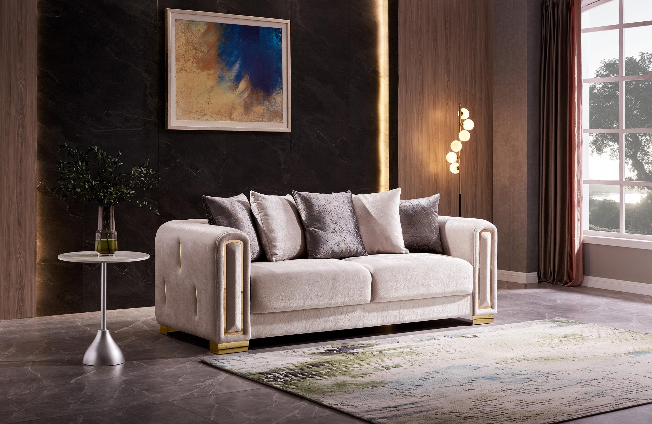 Contemporary, Modern Sofa Impreza Impreza-Beige-S in Beige Velvet