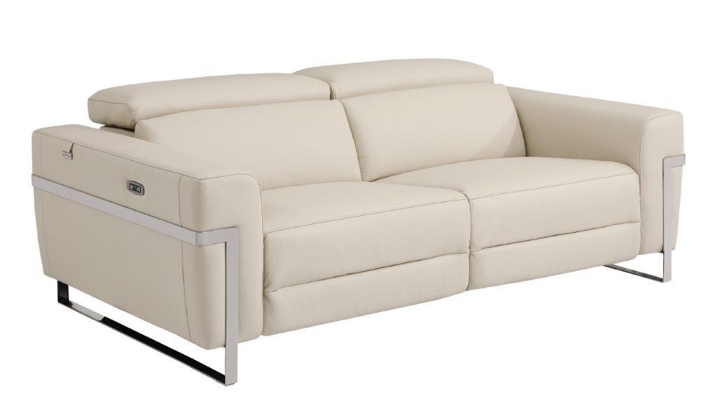 Contemporary Power Reclining Sofa 990 990-BEIGE-S in Beige Top grain leather