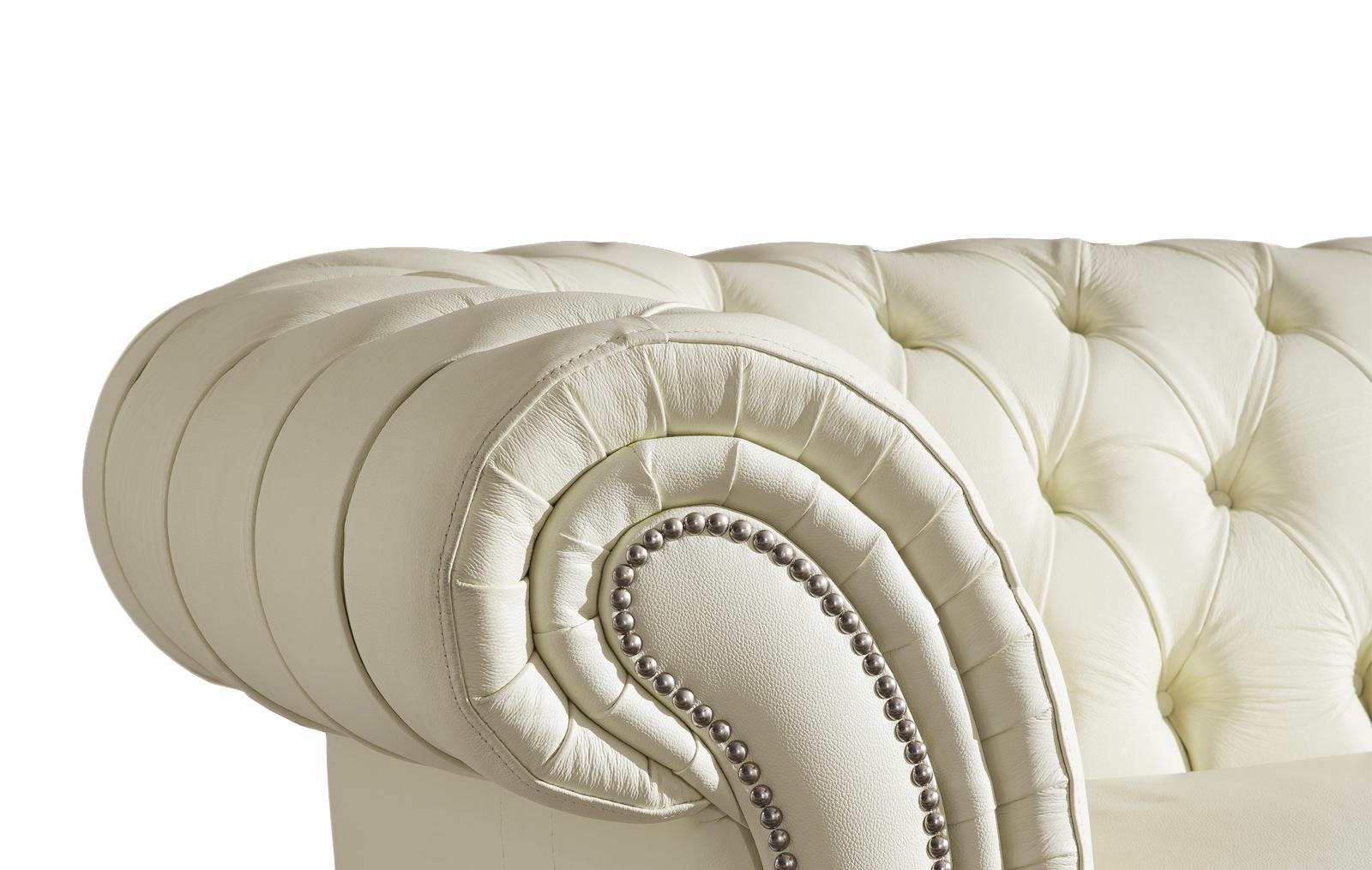 Beige Top-grain Leather Sofa & Loveseat Set 2Pcs Contemporary ESF 287 ...