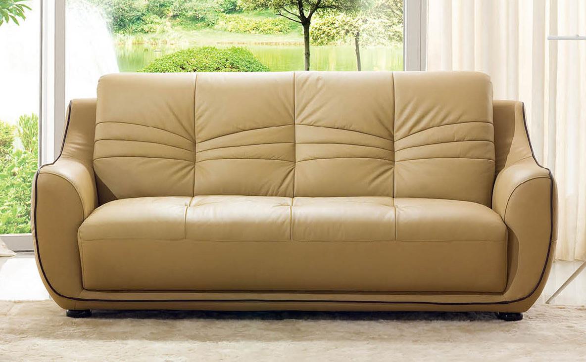 

    
Beige Top-grain Leather Sofa & Loveseat Set 2Pcs  Modern ESF 2088
