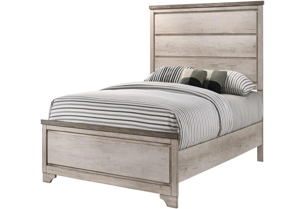 Rustic, Cottage, Farmhouse Panel Bed Patterson B3050-T-Bed in Antique White, Beige 
