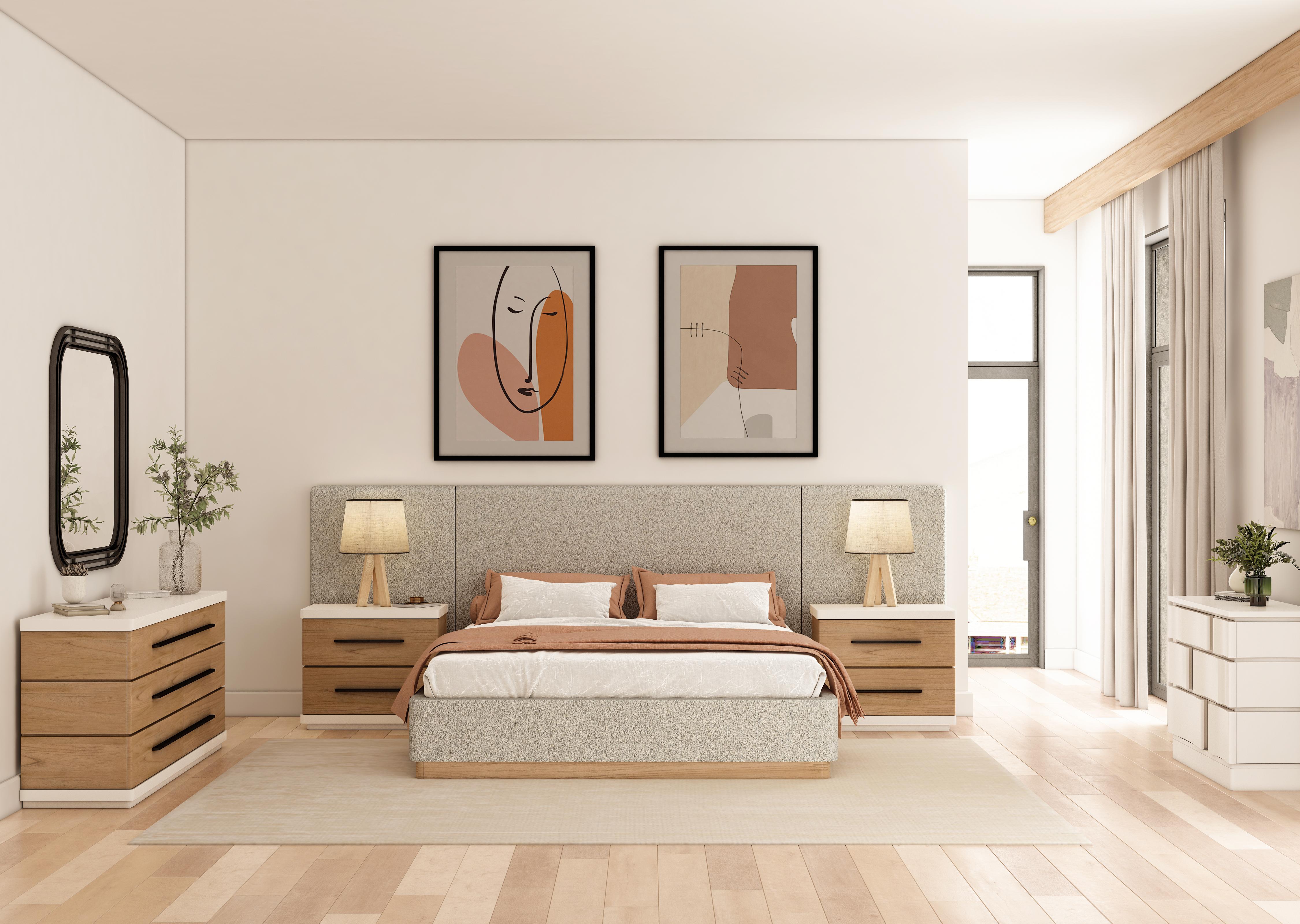 

    
Beige Upholstered Cal King Large Bedroom Set 6Pcs by A.R.T. Furniture Portico

