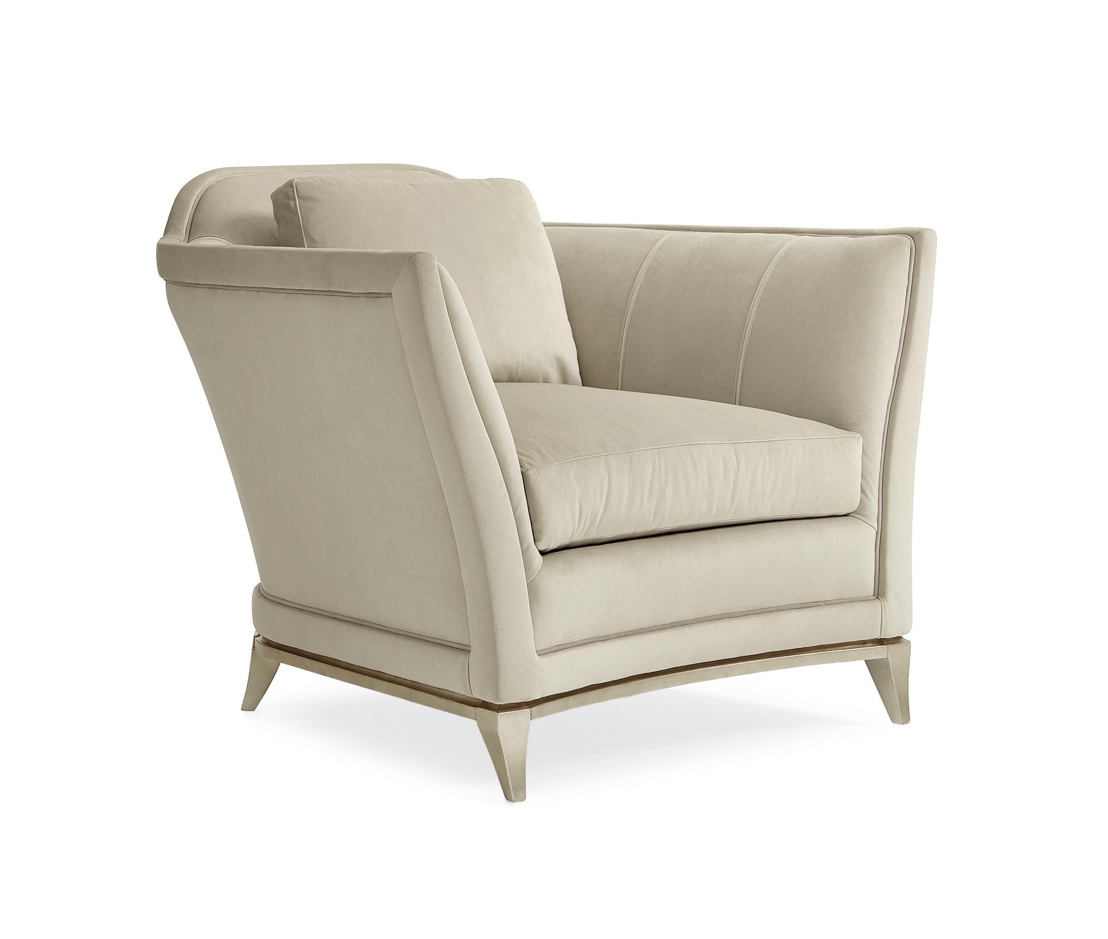 

    
Beige Velvet Contemporary Accent Chair BEND THE RULES by Caracole
