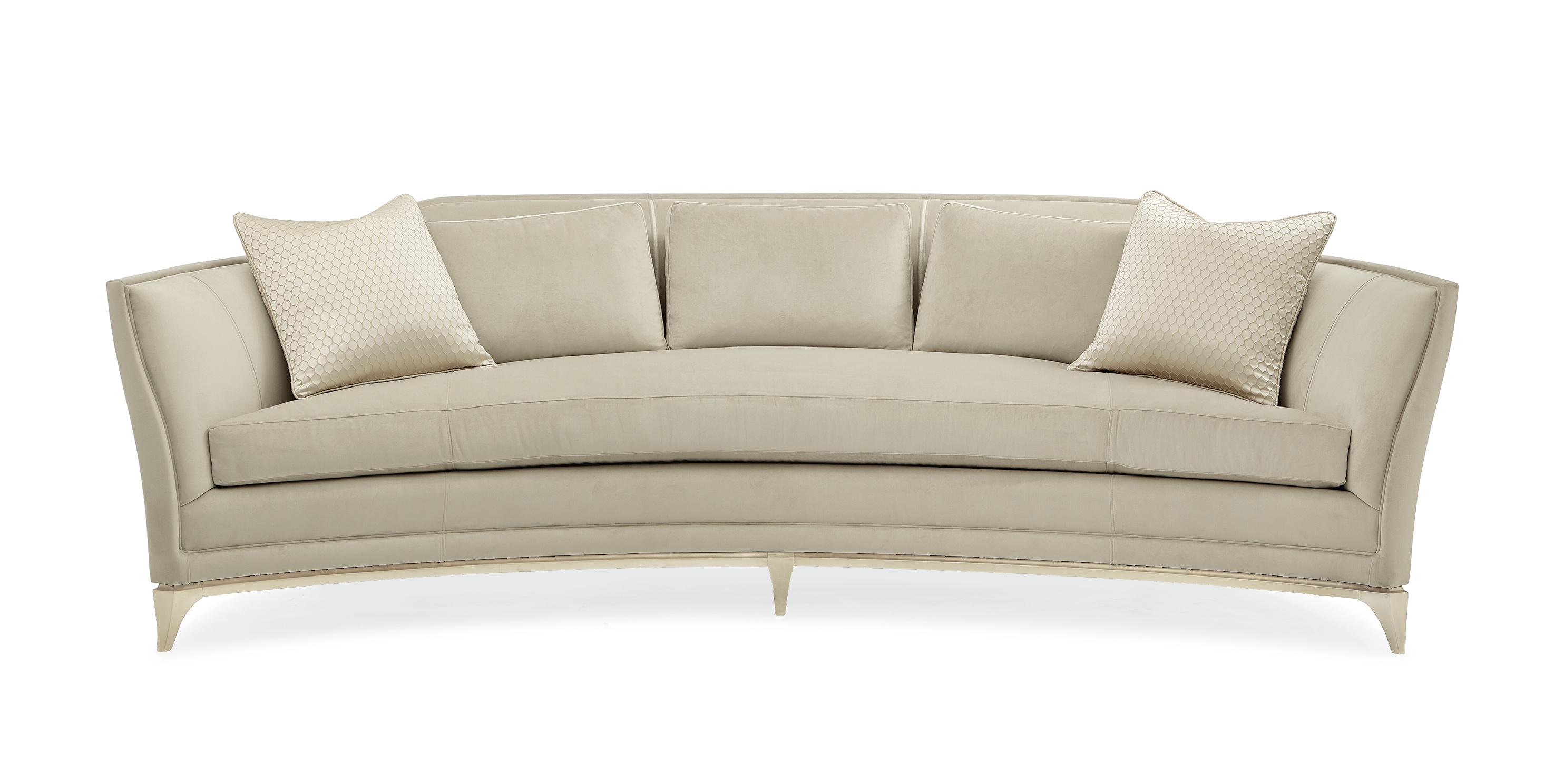 

    
Beige Velvet Crescent-Shaped Sofa Contemporary BEND THE RULES by Caracole
