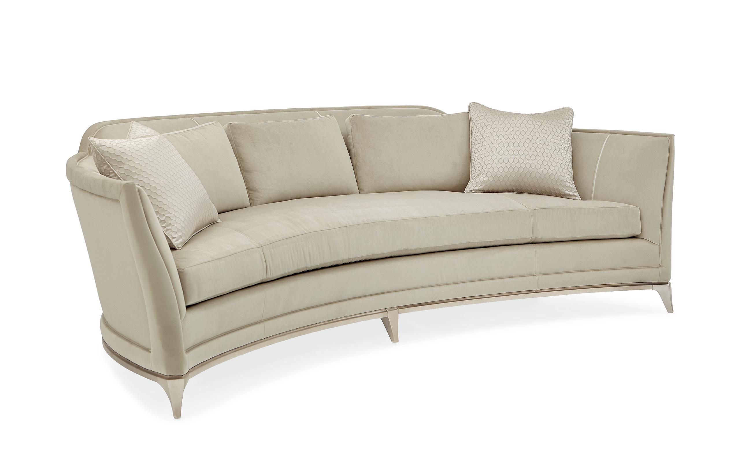 

    
Beige Velvet Crescent-Shaped Sofa Contemporary BEND THE RULES by Caracole
