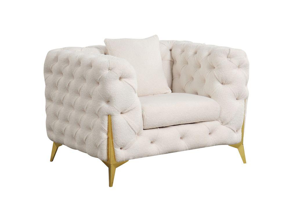 

    
Beige Velvet Fabric Tufted Armchair CONTEMPO Galaxy Home Modern
