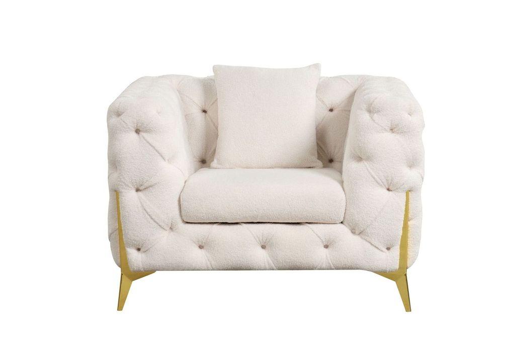 

    
Beige Velvet Fabric Tufted Armchair CONTEMPO Galaxy Home Modern
