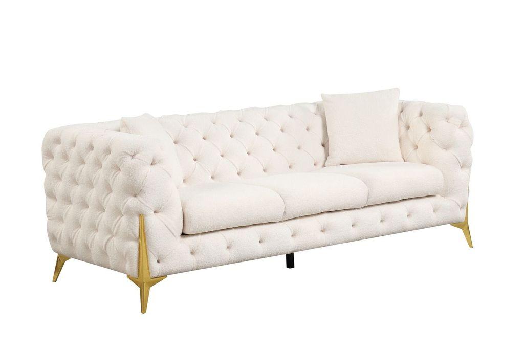

    
Beige Velvet Fabric Tufted Sofa CONTEMPO Galaxy Home Modern
