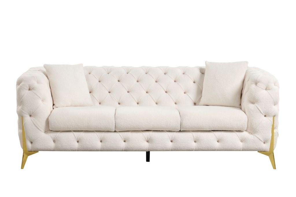 

    
Beige Velvet Fabric Tufted Sofa CONTEMPO Galaxy Home Modern
