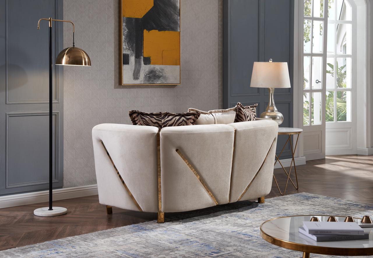 

    
 Order  Beige Velvet Fabric Upholstered 2Pc Living Room Set Chanelle Galaxy Home Modern

