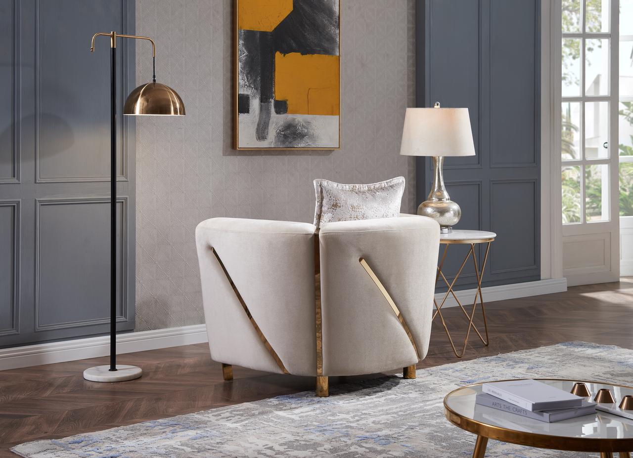 

    
Beige Velvet Fabric Upholstered 3Pc Living Room Set Chanelle Galaxy Home Modern
