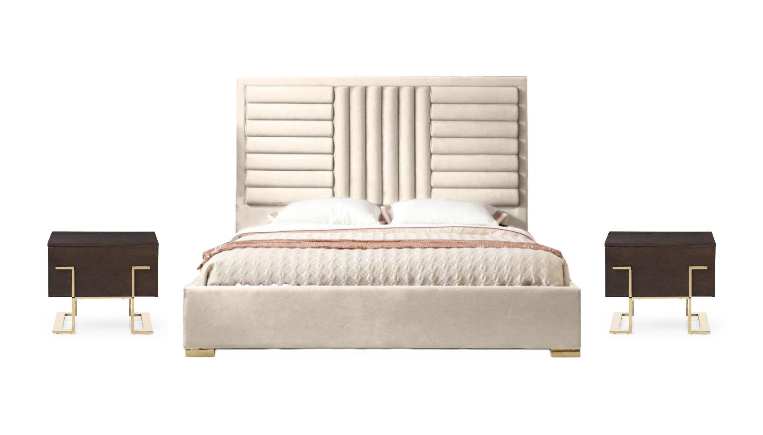 

    
Beige Velvet & Gold King Size Panel Bedroom Set 3Pcs by VIG Modrest Daystar
