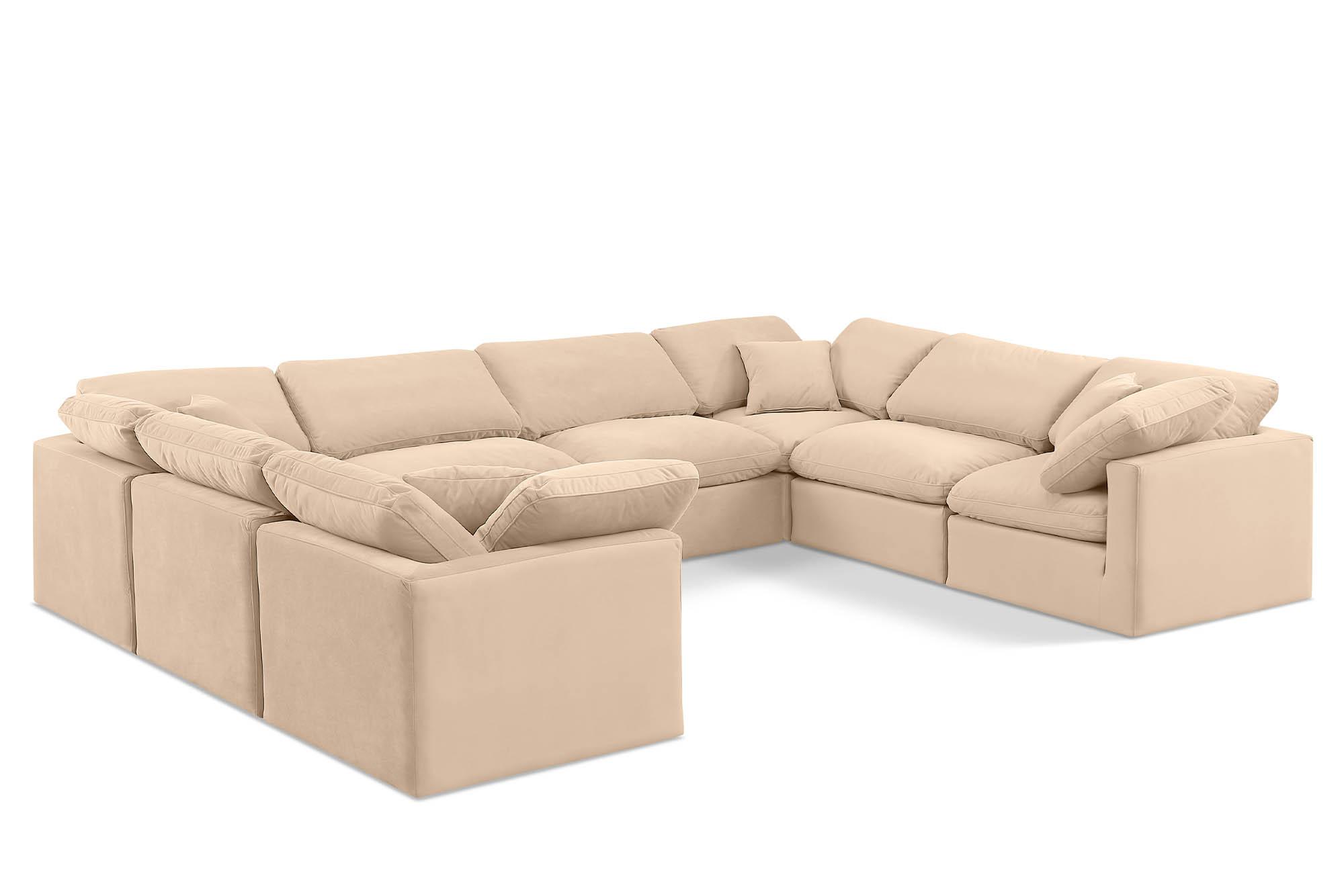 Contemporary, Modern Modular Sectional Sofa INDULGE 147Beige-Sec8A 147Beige-Sec8A in Beige Velvet