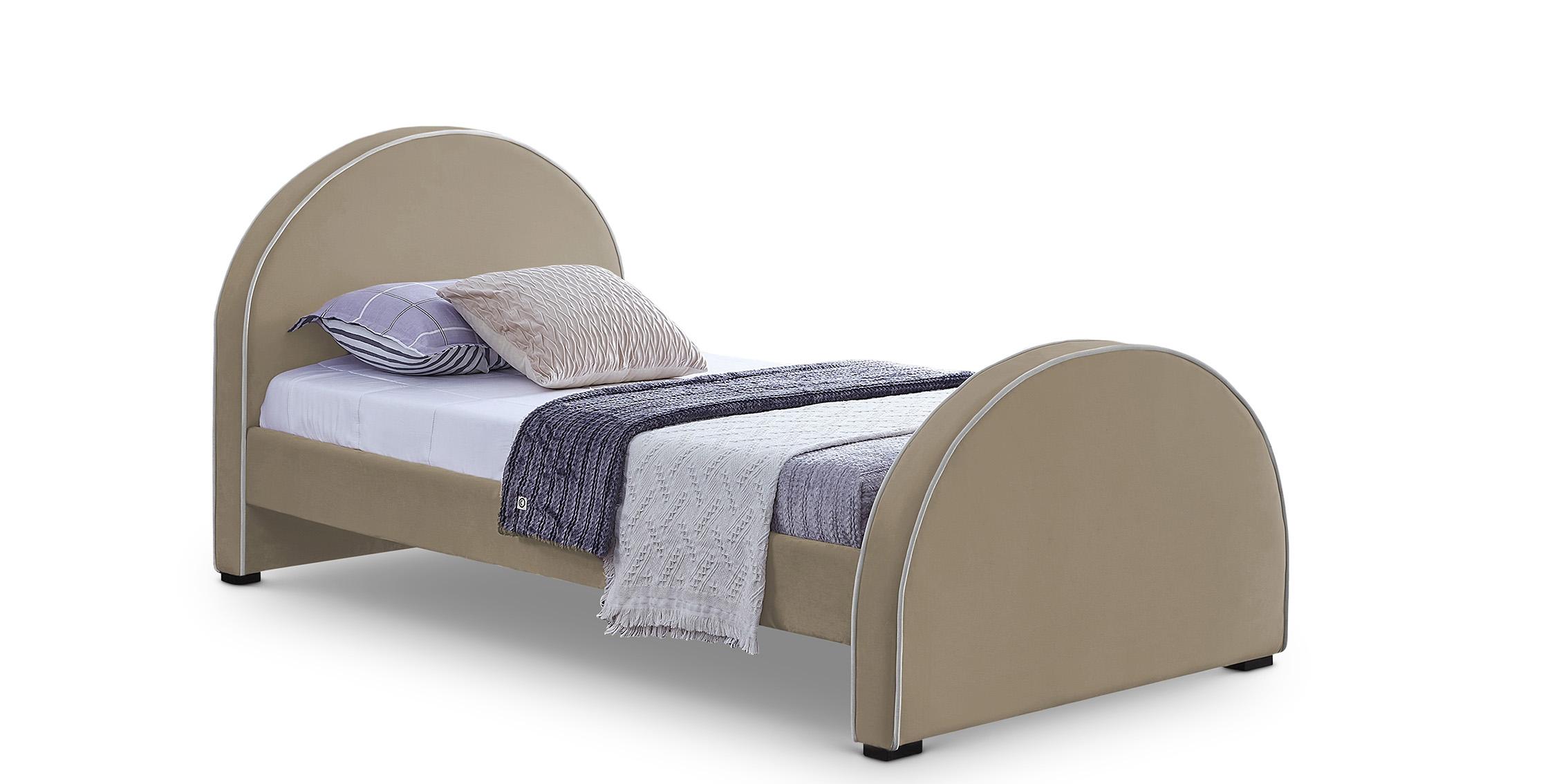 Contemporary, Modern Platform Bed BRODY BrodyBeige-T BrodyBeige-T in Beige Velvet