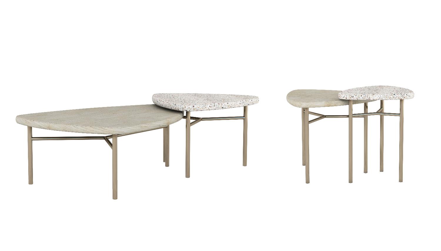 Contemporary Coffee Table and End Table Set Cotiere 299362-1243-2pcs in Beige 