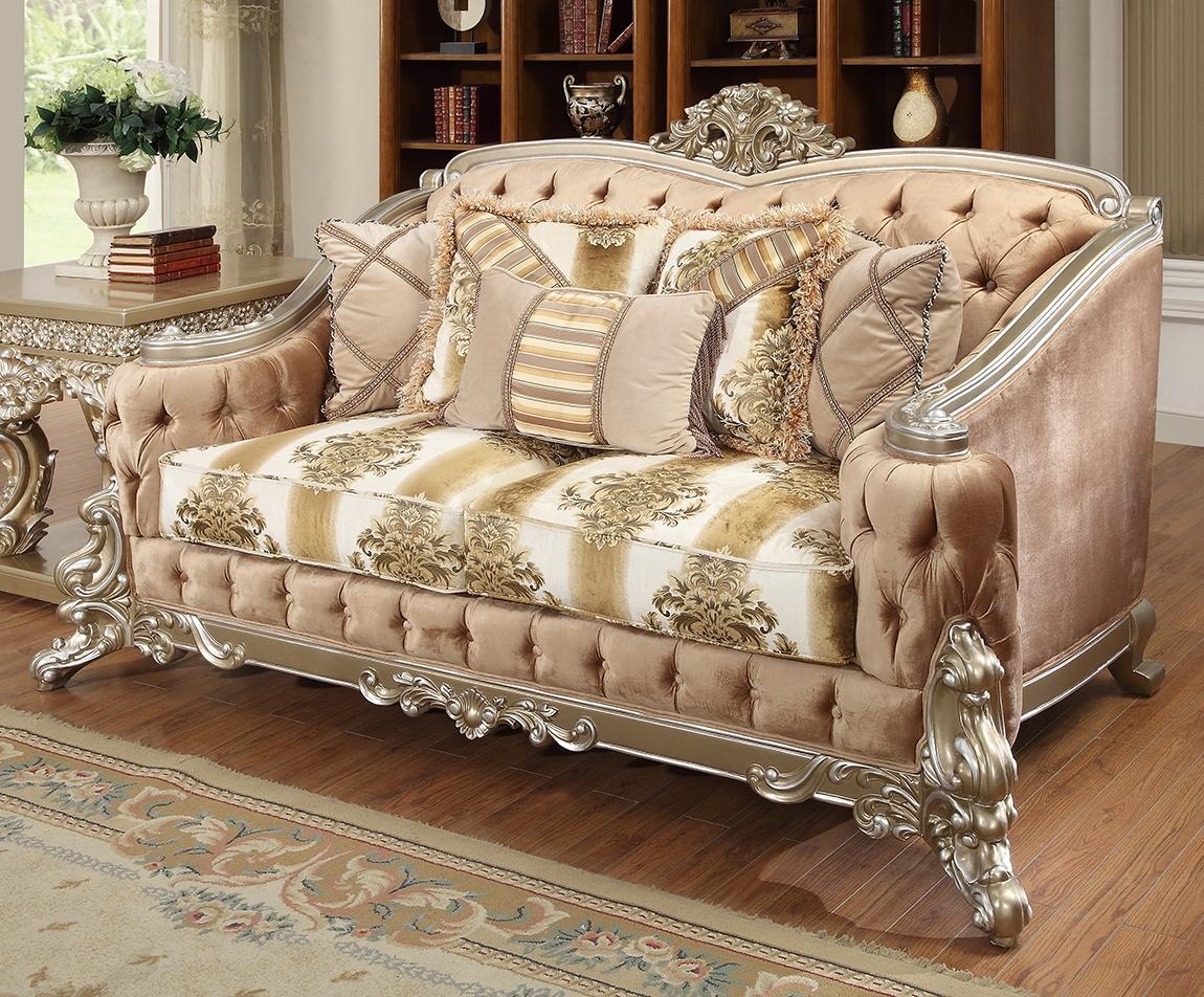 

    
Homey Design Furniture HD-820 Sofa and Loveseat Beige/Silver HD-820-Set-2
