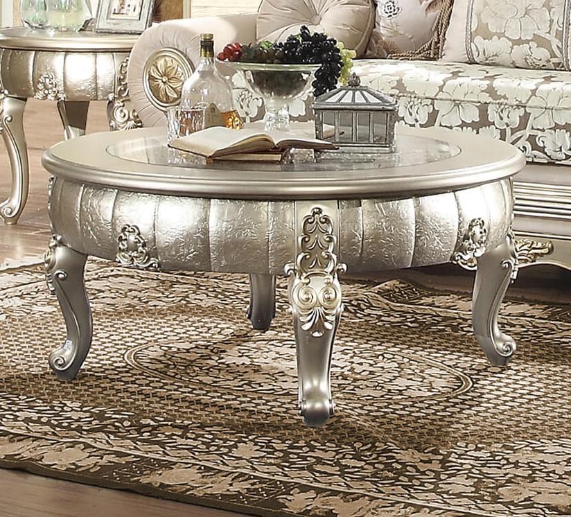 

    
Belle Silver Coffee Table Carved Wood Homey Design HD-1560 Traditional Classic
