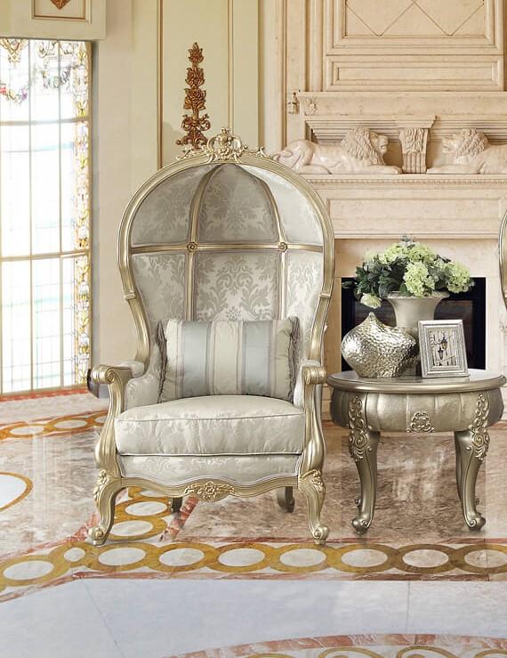 

    
Belle Silver Finish Accent Chairs w/ End Table 3Pcs Traditional Homey Design HD-01
