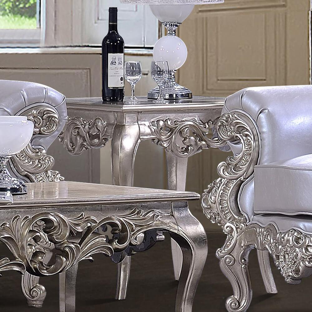 

    
Homey Design Furniture HD-13006 Coffee Table Set Silver HD-13006-CTSET3
