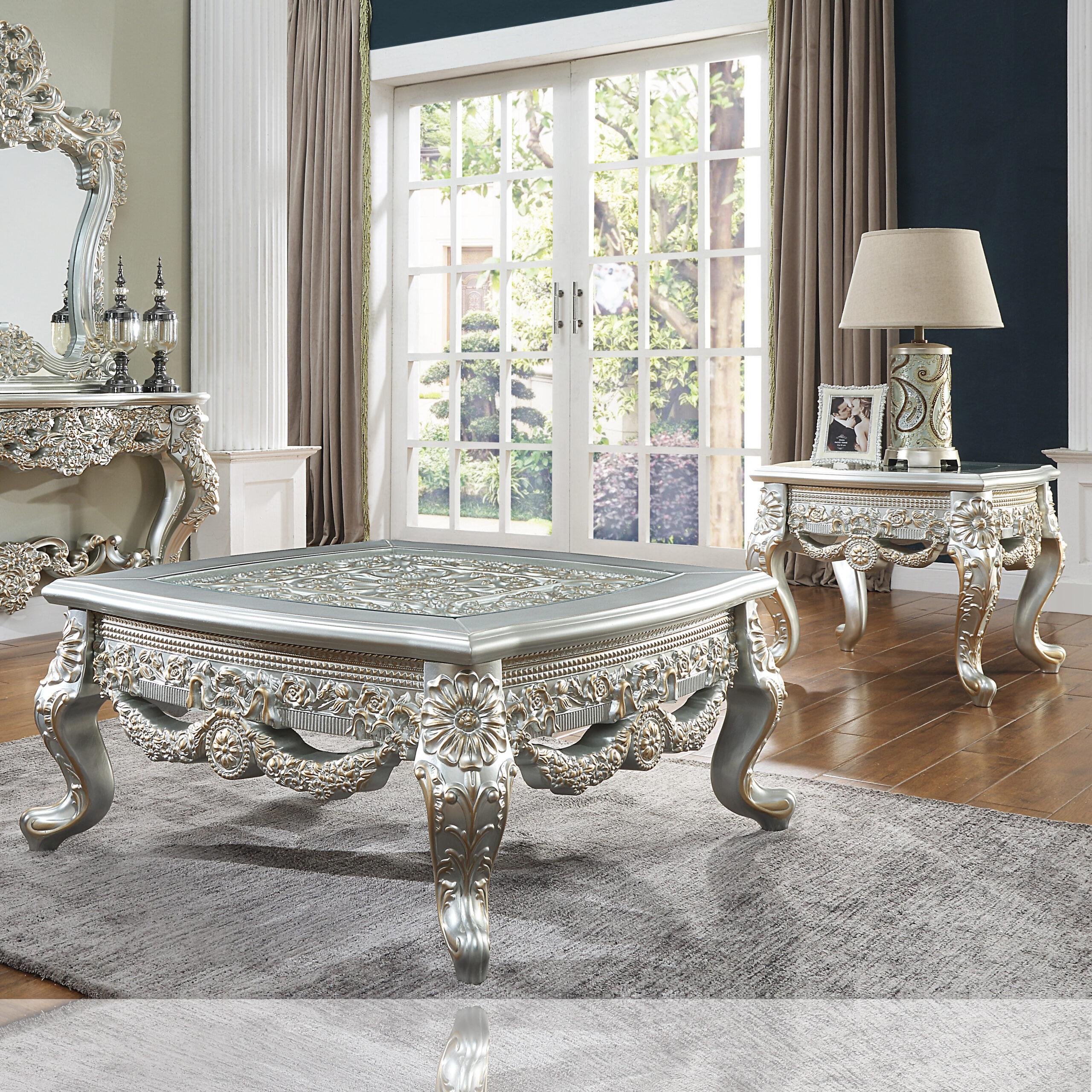 Traditional Coffee Table Set HD-CT3905S HD-CT3905S in Silver 