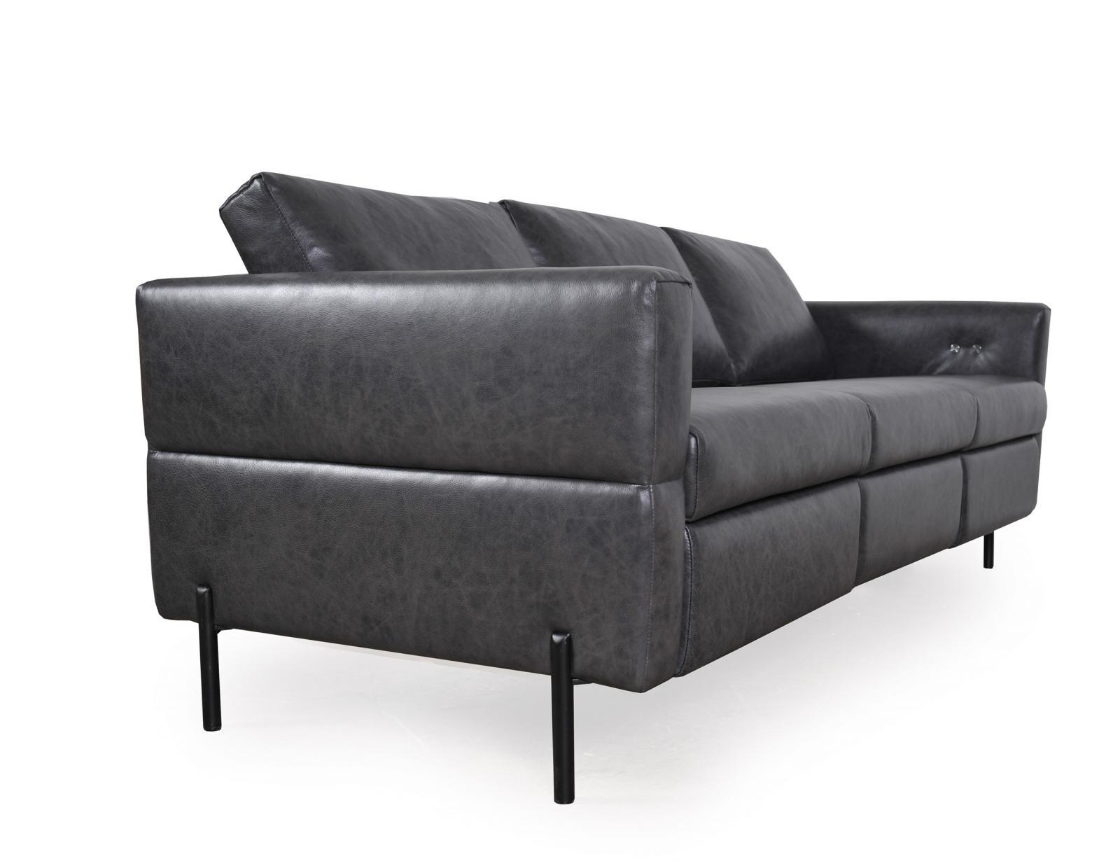 Contemporary, Modern Reclining Sofa Belvidera SKU: W001292771 in Charcoal Top grain leather