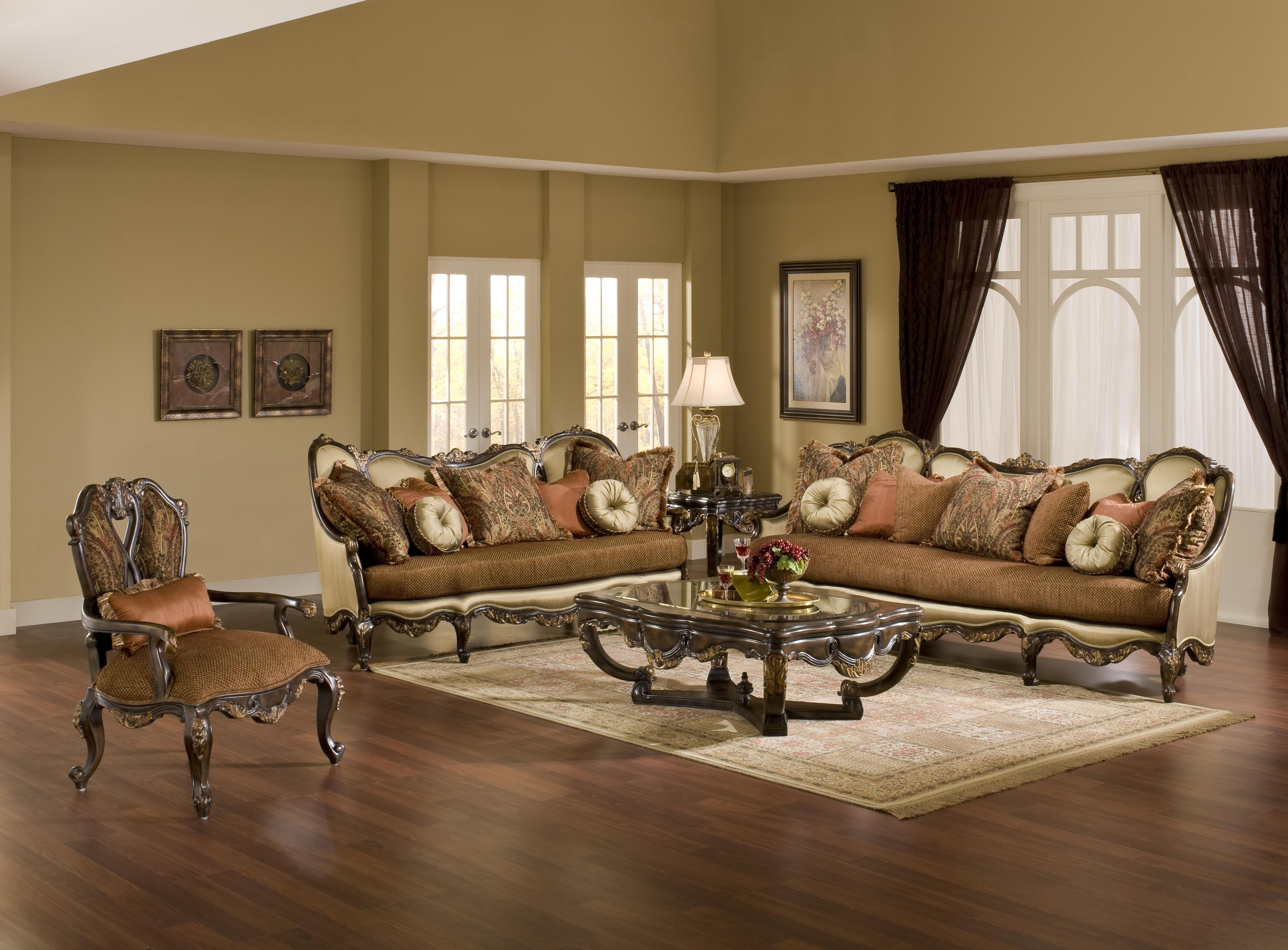 

    
Luxury Silk Chenille Sofa Set 3Pcs Antique Mahogany Wood Benetti's Abrianna

