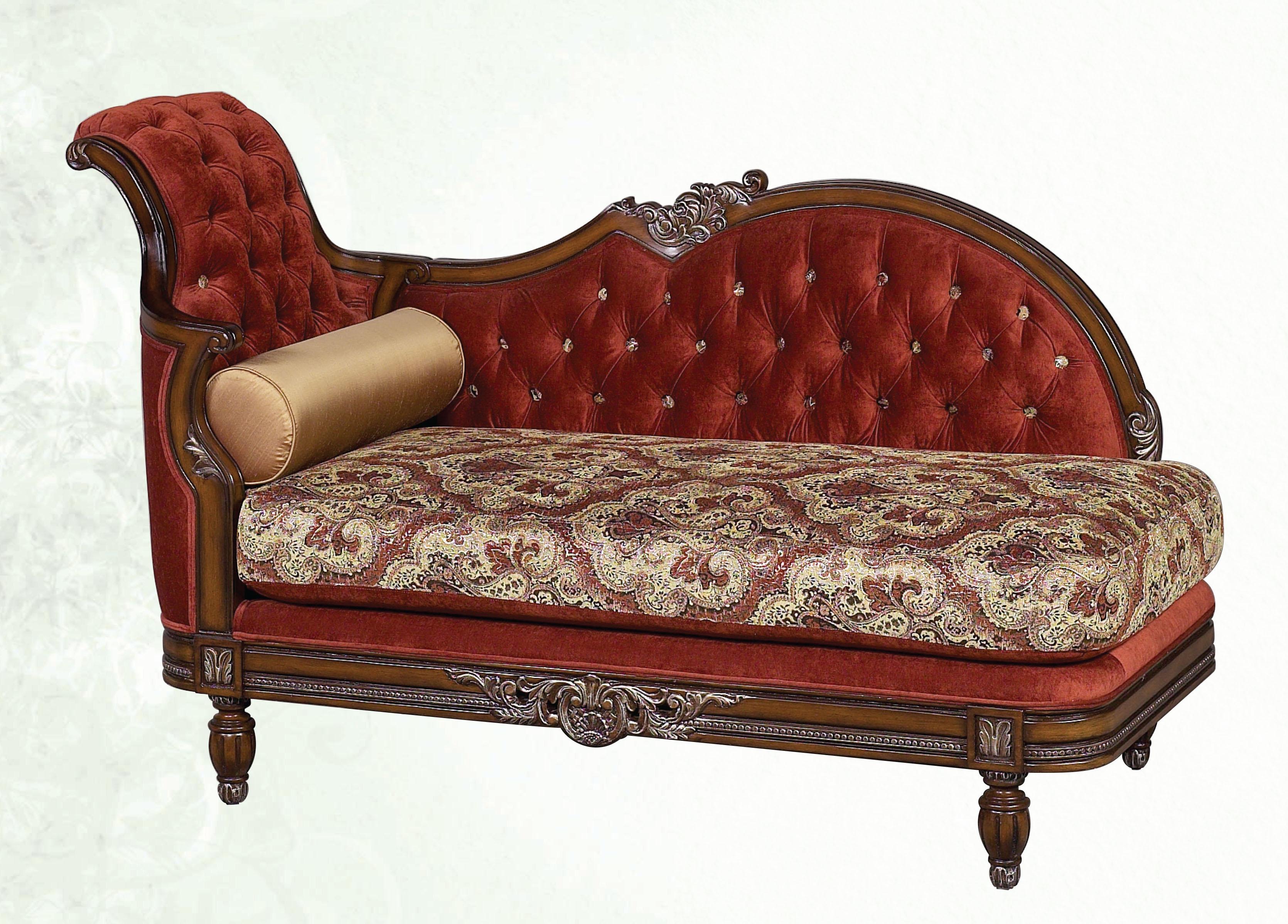 

    
Luxury Red Velvet Crystal Tufted Chaise Lounge Special Order Benetti's Anabella
