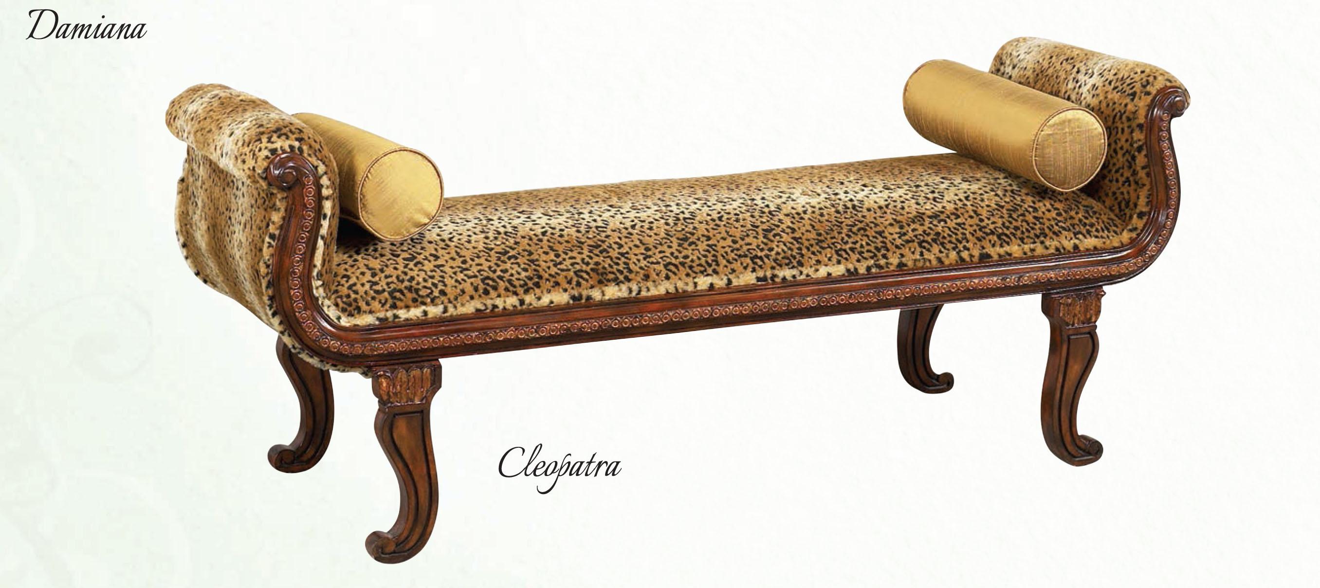 

    
Benetti's Cleopatra Luxury Golden Cheetah Pattern Finish Bench Wood Trim
