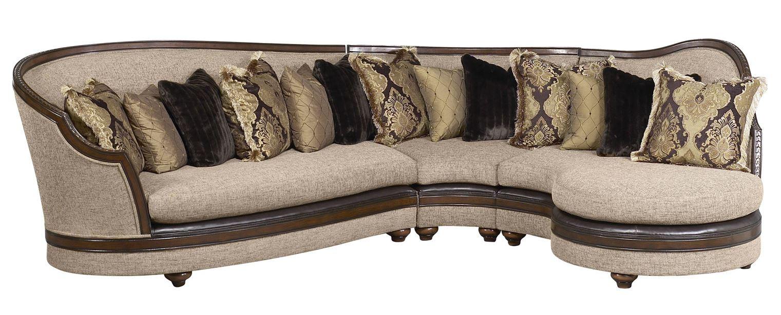 

    
Luxury Beige Sectional Sofa Walnut Wood Benetti's Donatella Classic Traditional 11918
