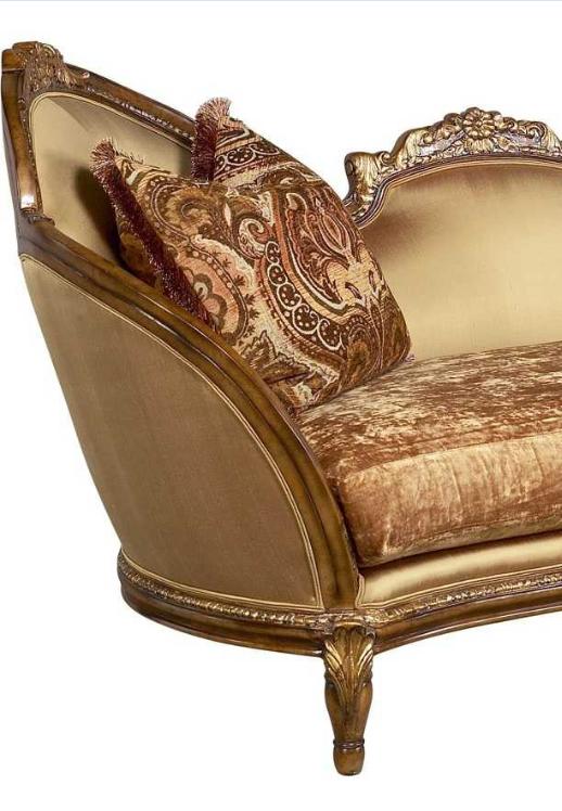 

    
Luxury Golden Beige Chenille Chaise Lounge Honey Oak Benetti's Felisa Classic
