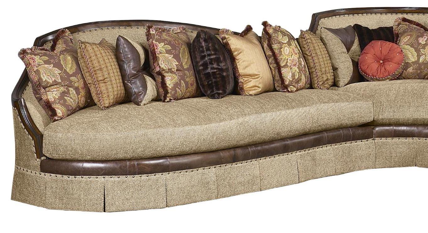 

    
Luxury Walnut Wood Beige Fabric Curved Sectional Sofa Benetti's Ferrara LEFT 11936
